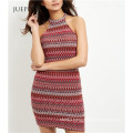 Guangzhou OEM Red Zig Zag Crochet Bodycon Mini Dress